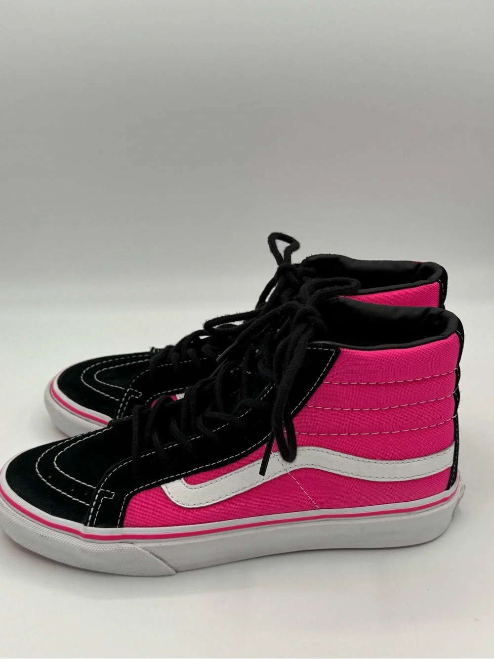 Vans Sk8- HiSlim Retro High Top Sneakers- Hot Pink and Black
